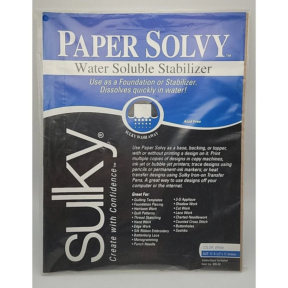 Sulky 409-02 Paper Solvy Water Soluble Fabric Stabilizer, Original Version Sz 12